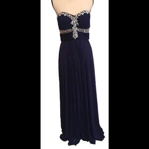 🦄👗🟣Designer Cache Long Evening Dress Size 8 Rhinestone Bodice Purple